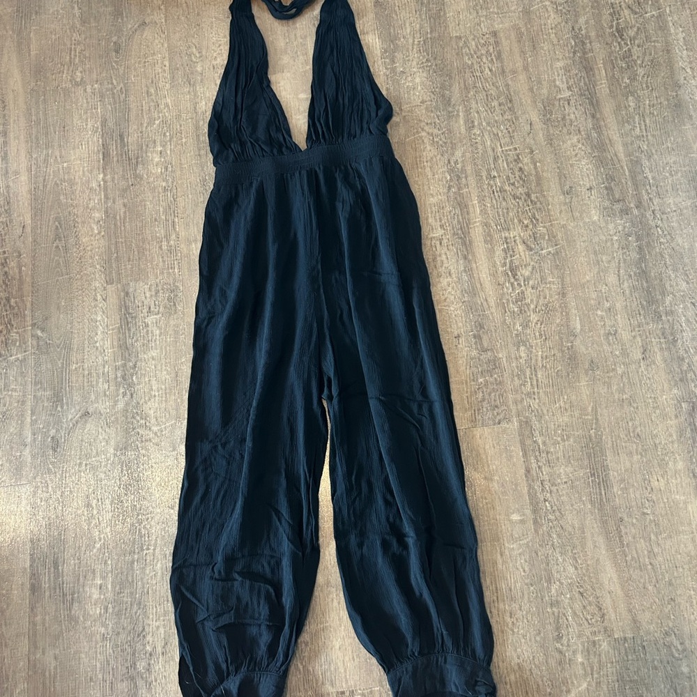 Lulu's Black Halter Jumpsuit with Empire Waist